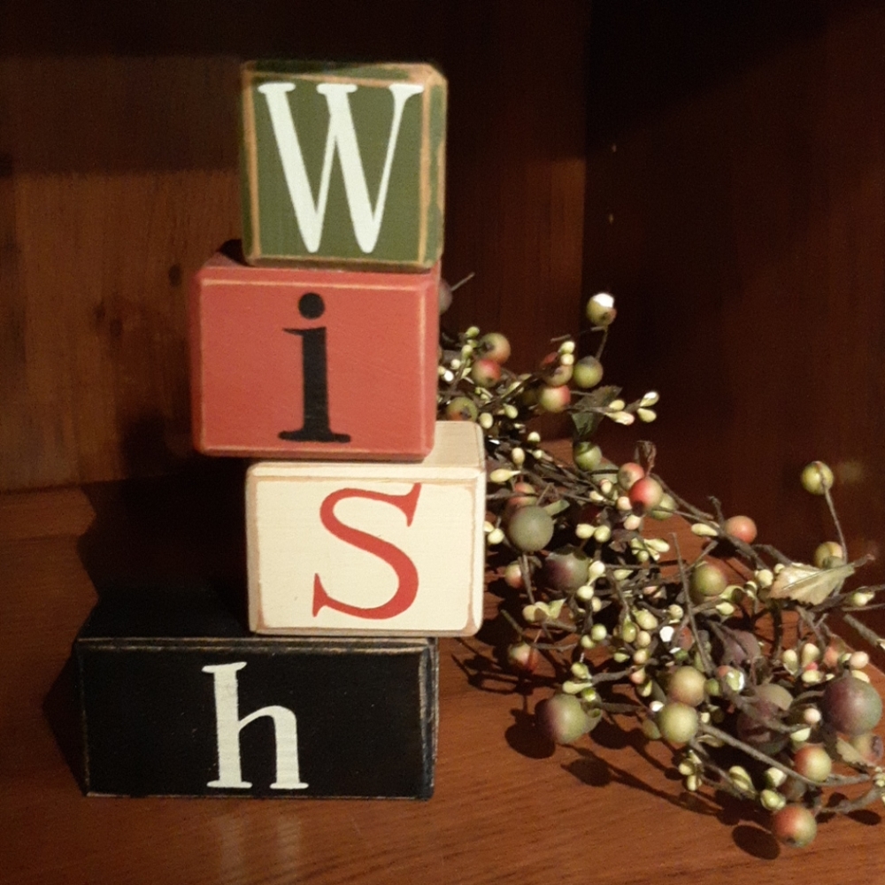 Country decor WISH blocks